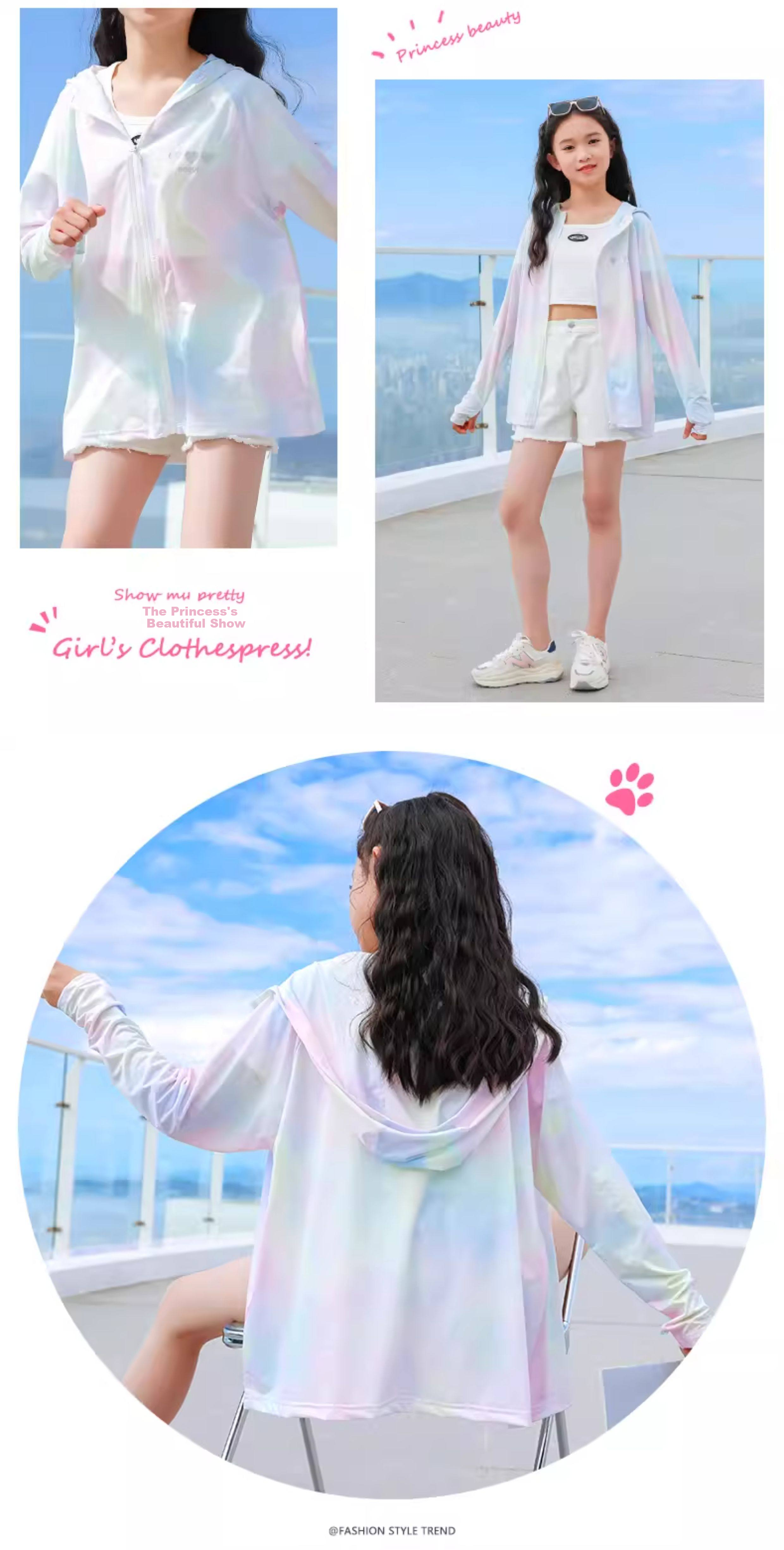 Moonkids Kids Sun Protection Jacket Lightweight Breathable 2026 New Spring Ice Silk Coat Girls Summer Quick-Dry Sunproof Clothing for Older Children 8